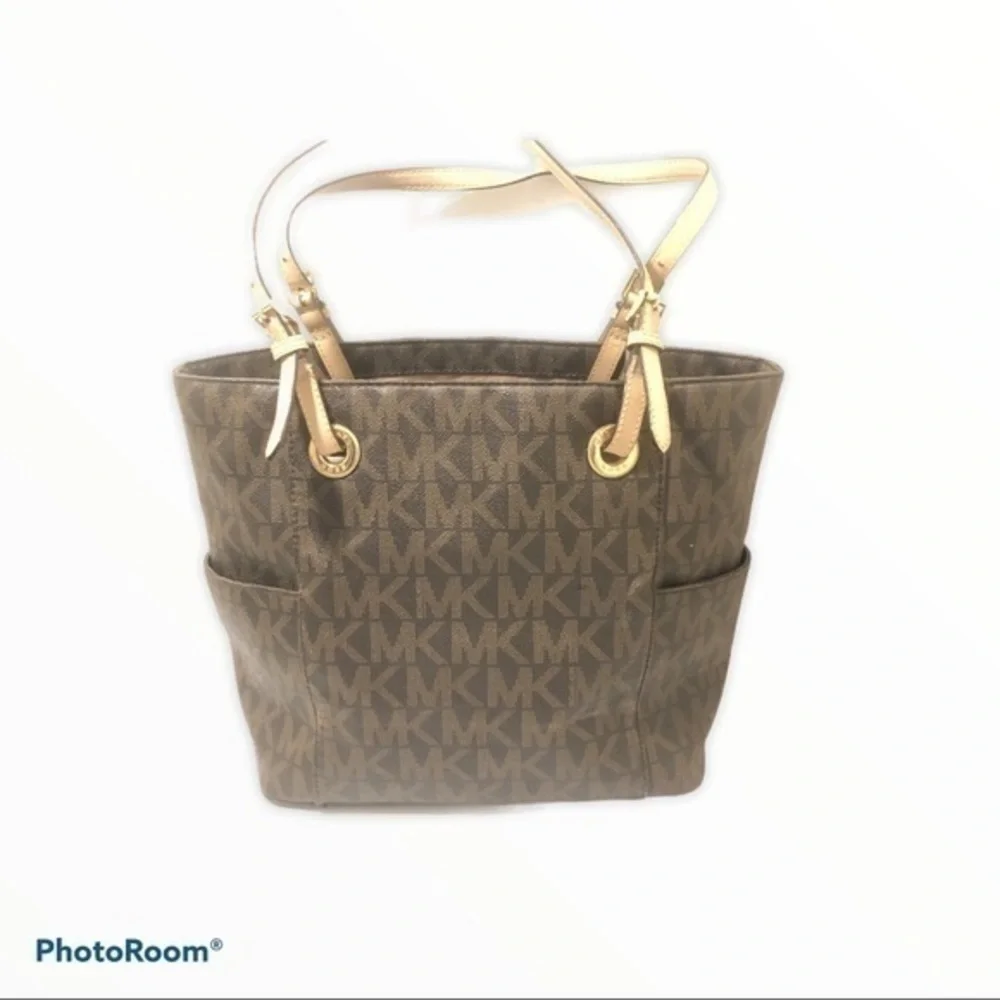 Michael kors signature brown logo tote bag